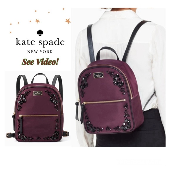 ♠️ Kate Spade Wilson Road Embellished Small Bradley Backpack Plum Purple ♠️ - Picture 1 of 10